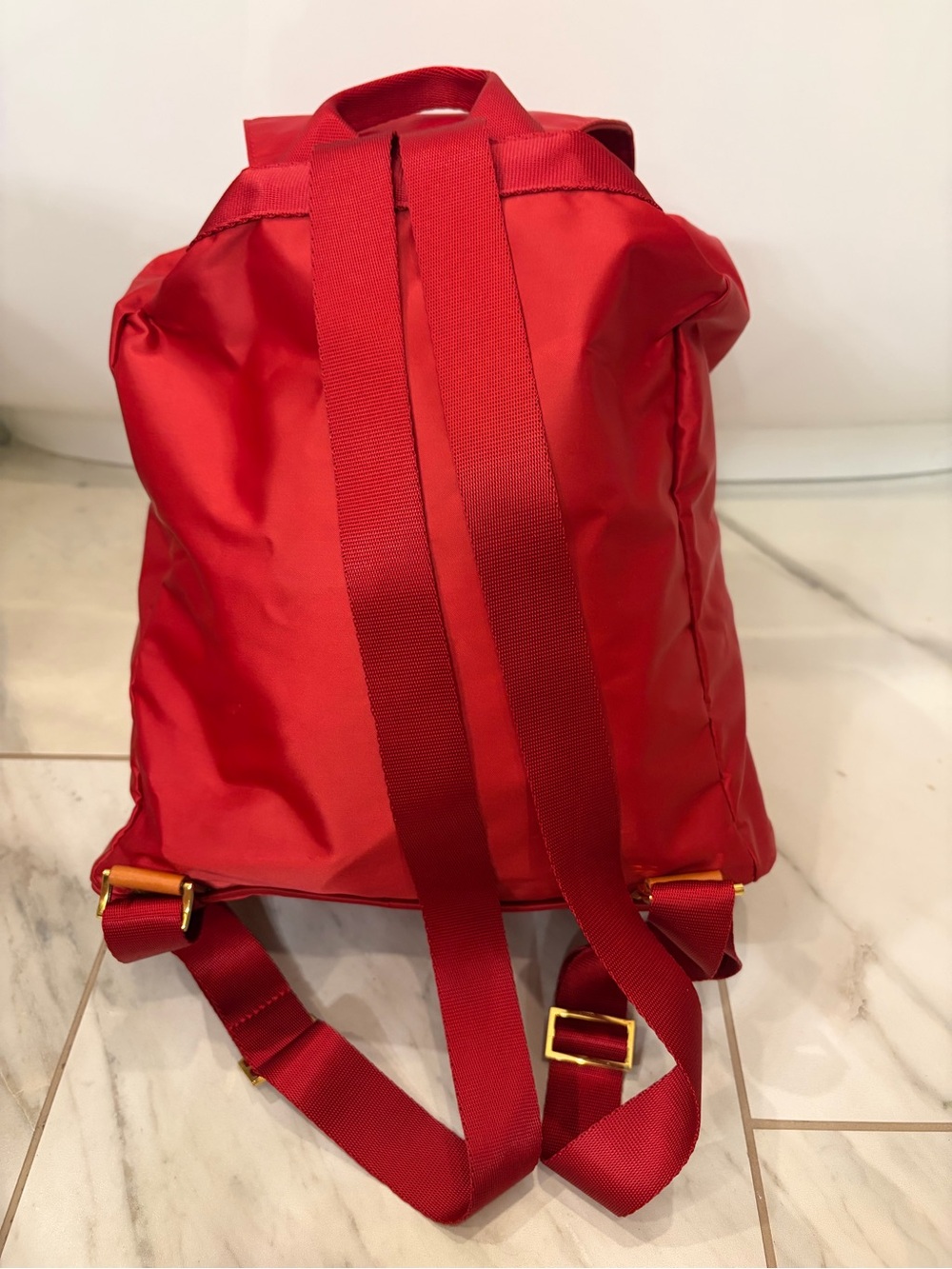 Bric's Large Red Nylon Drawstring Backpack - Picture 3 of 7